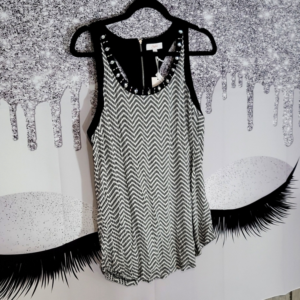 Candies Mixed Media Zip Back Tank